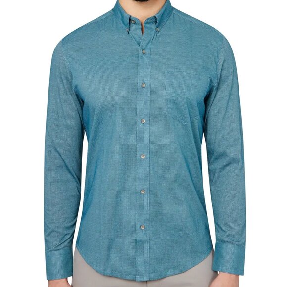 W.R.K Reworked Teal Motif Rework Print Long Sleeve Shirt - Picture 1 of 2
